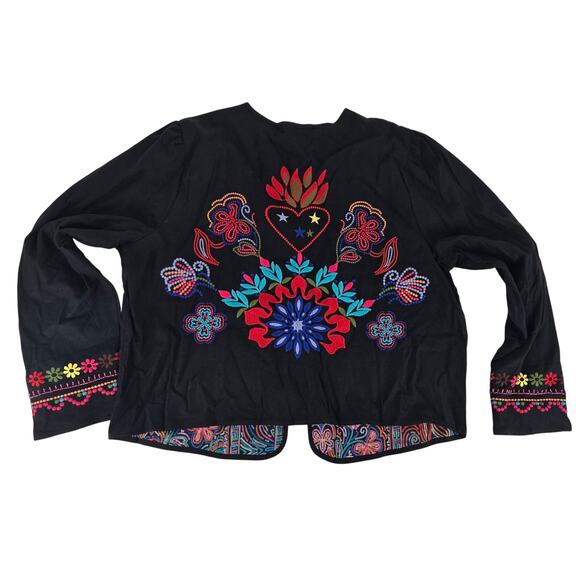 Johnny Was Embroiderer Butterfly Linen Blend Jacket Carmina Bolero Womens XL - Picture 2 of 8